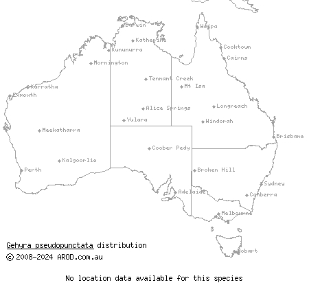 Southern Kimberley spotted gecko (Gehyra pseudopunctata) distribution range map