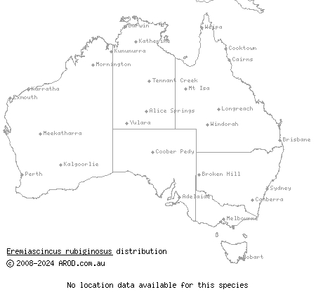 rusty skink (Eremiascincus rubiginosus) distribution range map