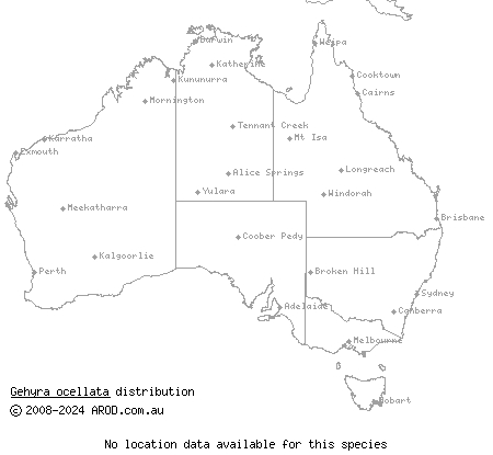 Pilbara island gehyra (Gehyra ocellata) distribution range map