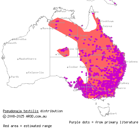 eastern brown snake (Pseudonaja textilis) distribution range map