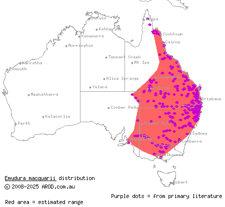 Murray River turtle (Emydura macquarii) distribution range map