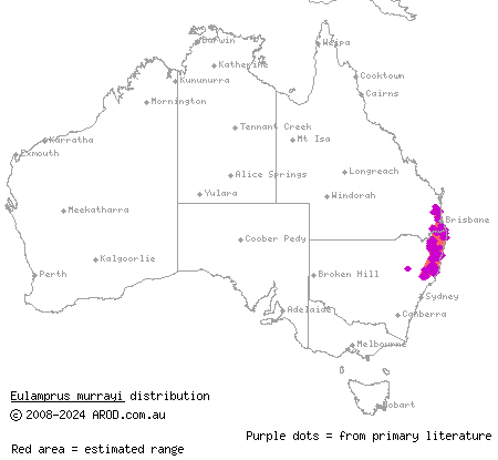 Murray's skink (Eulamprus murrayi) distribution range map